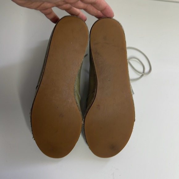 LD Tuttle Green Leather Open Toe Lace Up Back Zip Espadrilles Size 39 US 8 - Picture 6 of 8